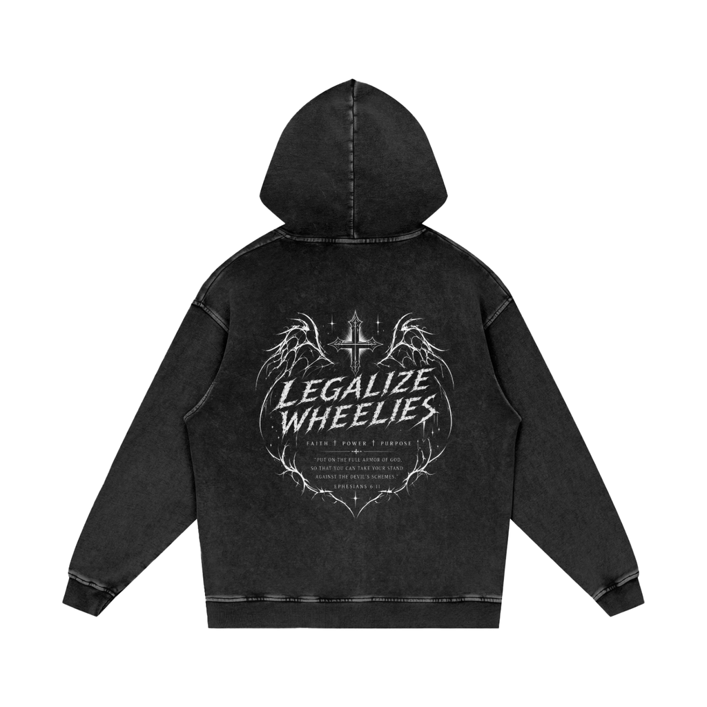 Legalize wheelies Snow Washed Loose Cotton Hoodie