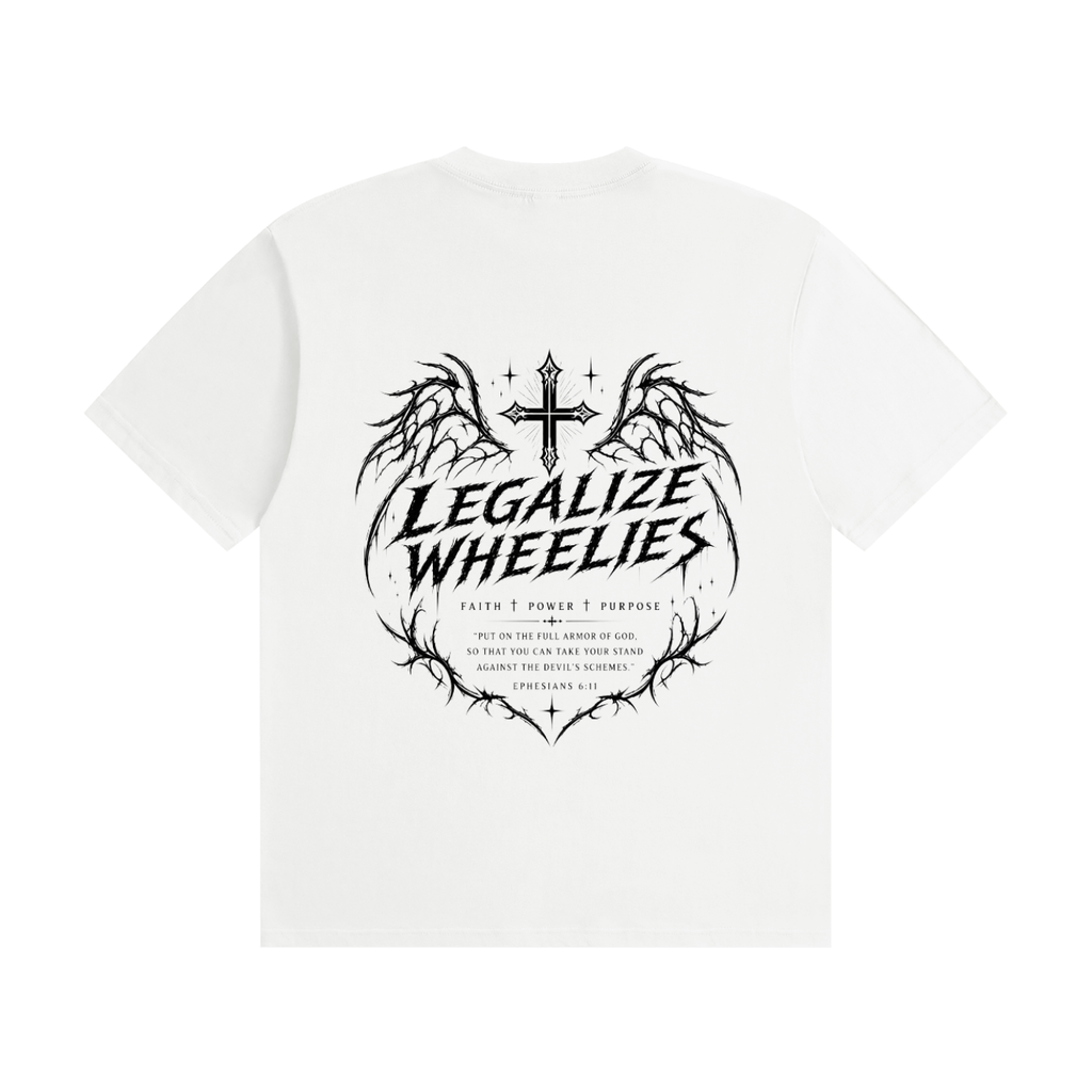 legalize wheelies Cotton T-Shirt white