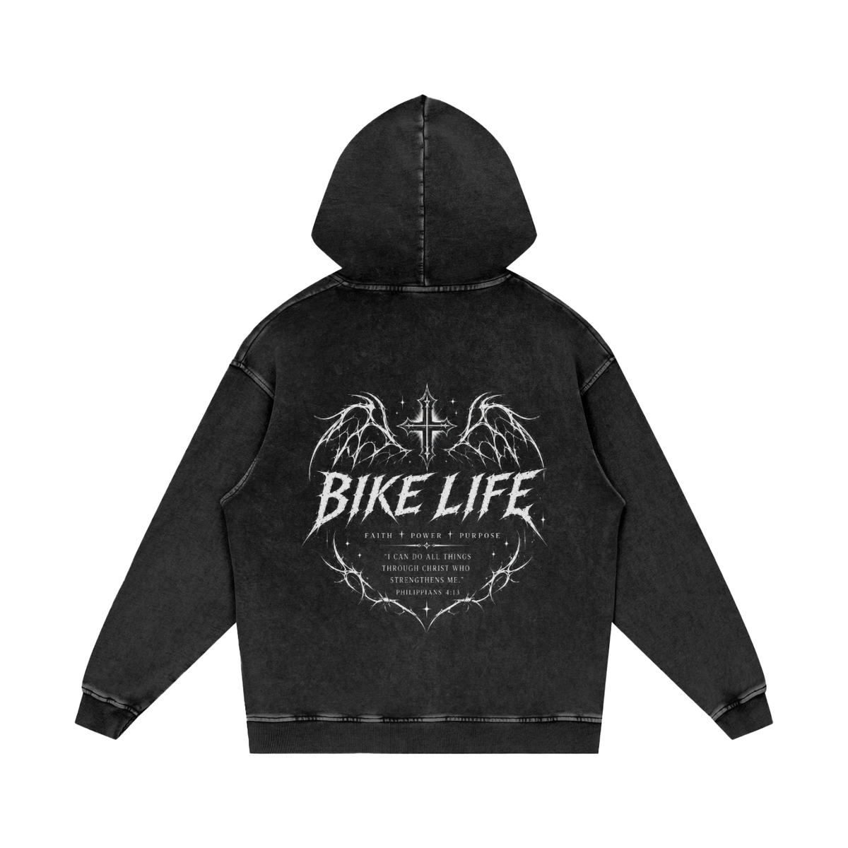 Bike life Snow Washed Loose Cotton Hoodie