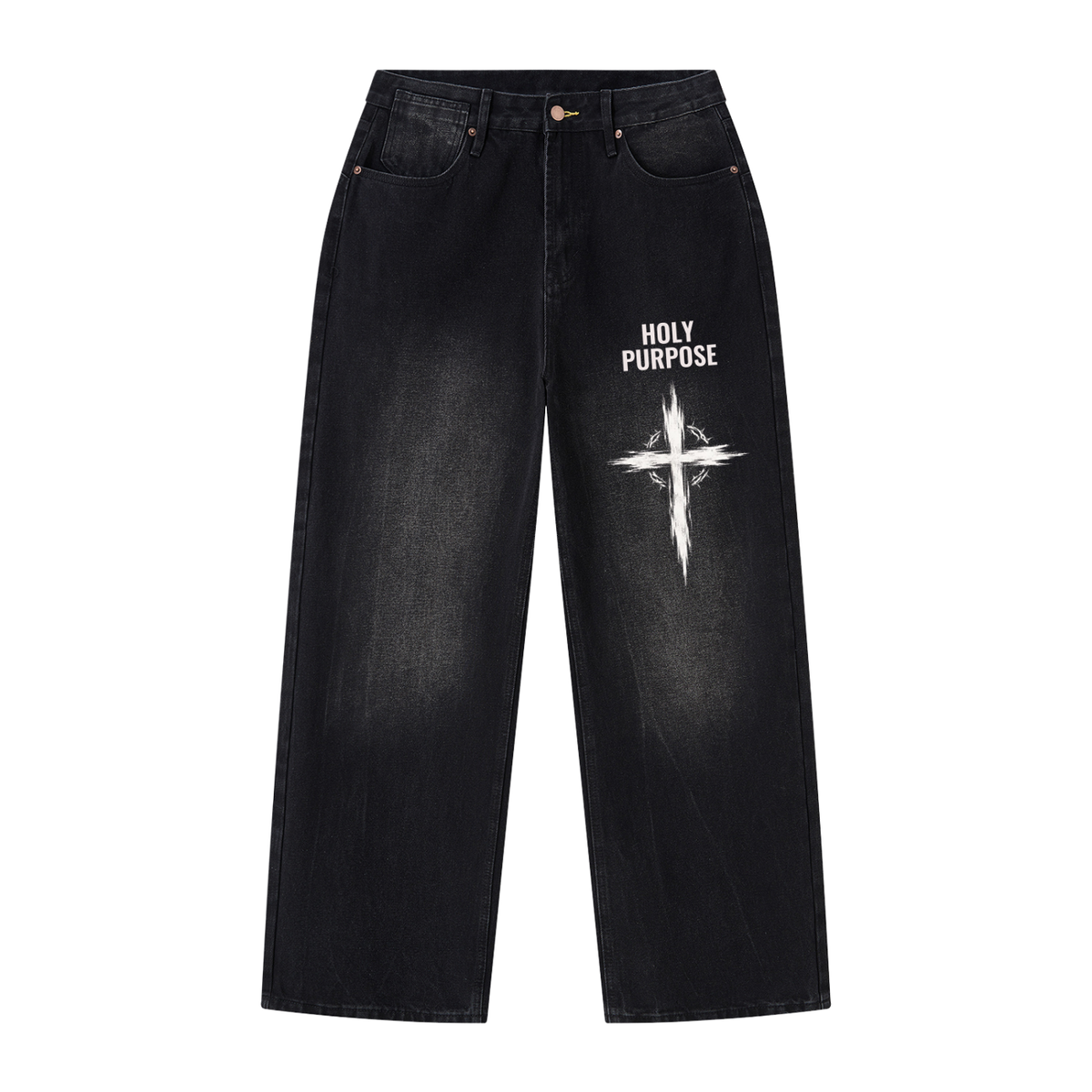 HOLY PURPOSE Men's Vintage Wash Wide Leg Jeans
